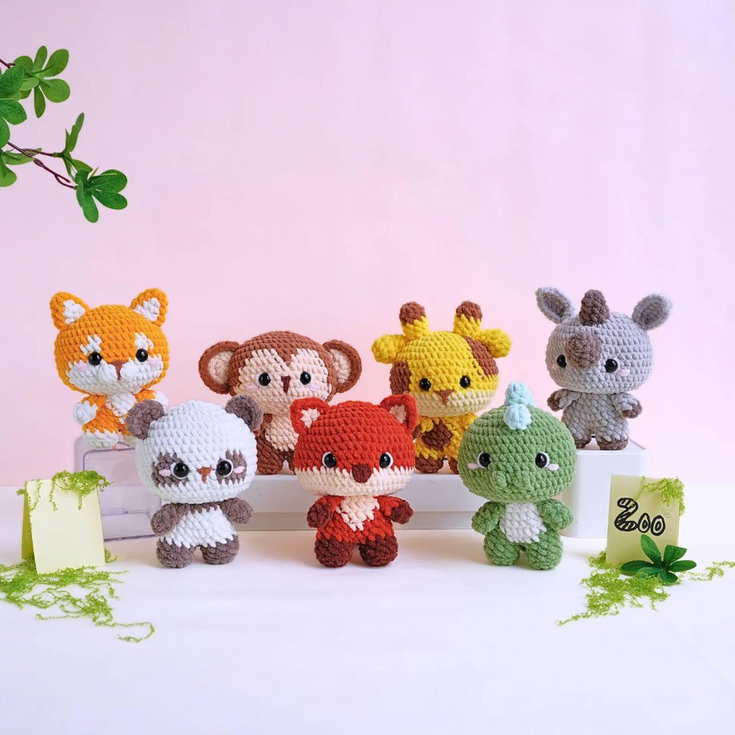 Playful Baby Pack Crochet Patterns Bundle | Shiba Pattern, Rhino Pattern, Panda Pattern, Monkey Pattern, Giraffe Pattern, Dinosaur Pattern